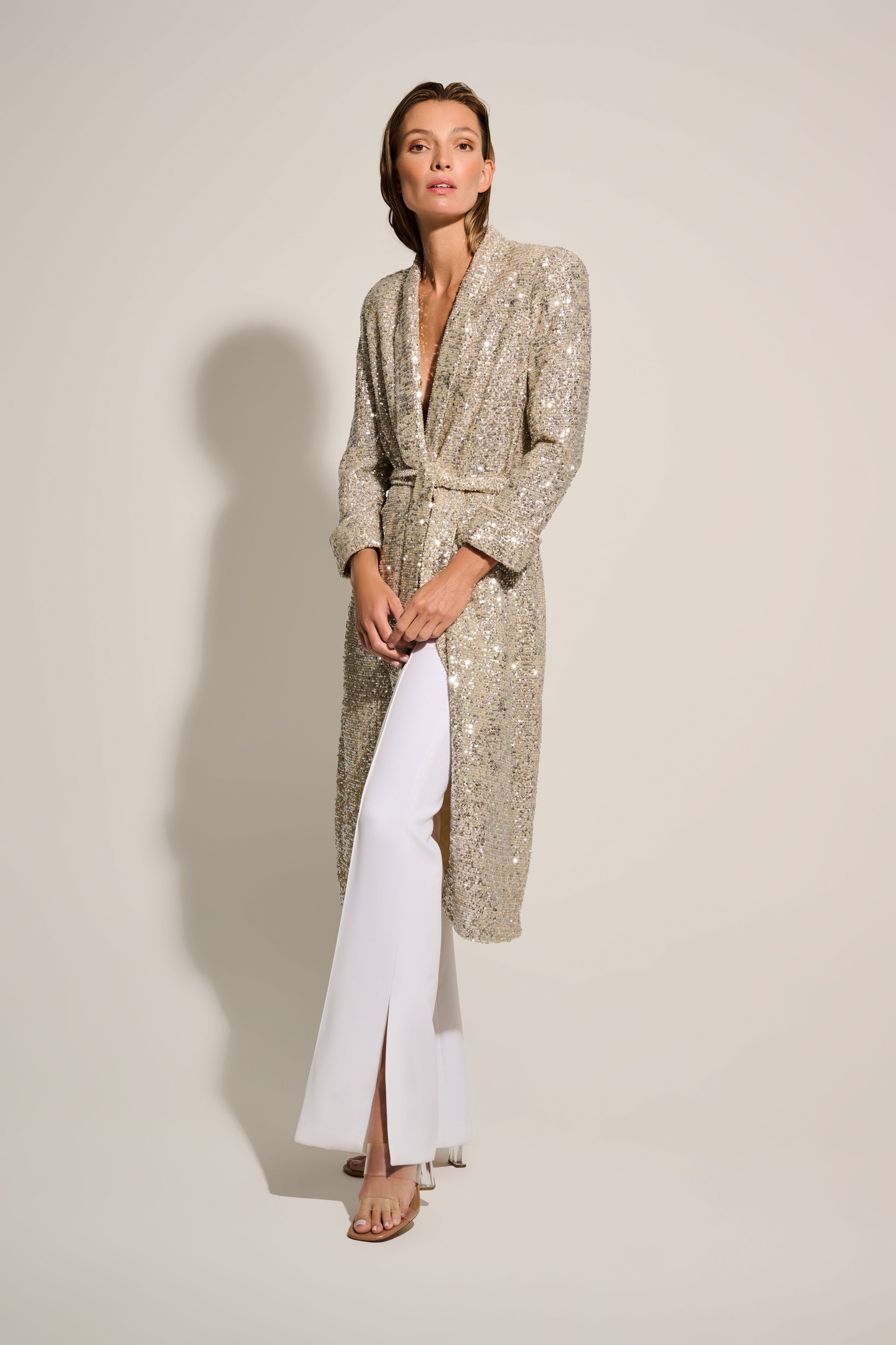 CHARLENE BLAZER DRESS- SEQUINED CHAMPAGNE