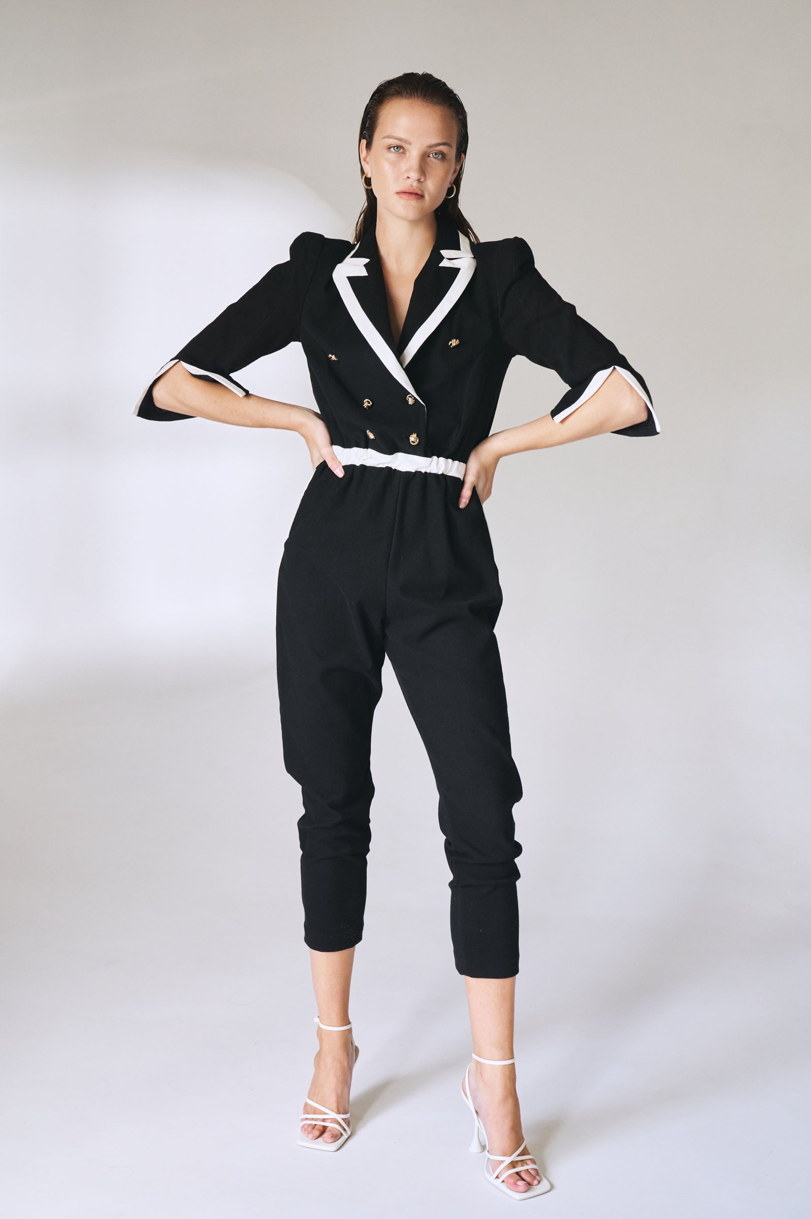 MAXIMILLIAN JUMPSUIT- BLACK & WHITE