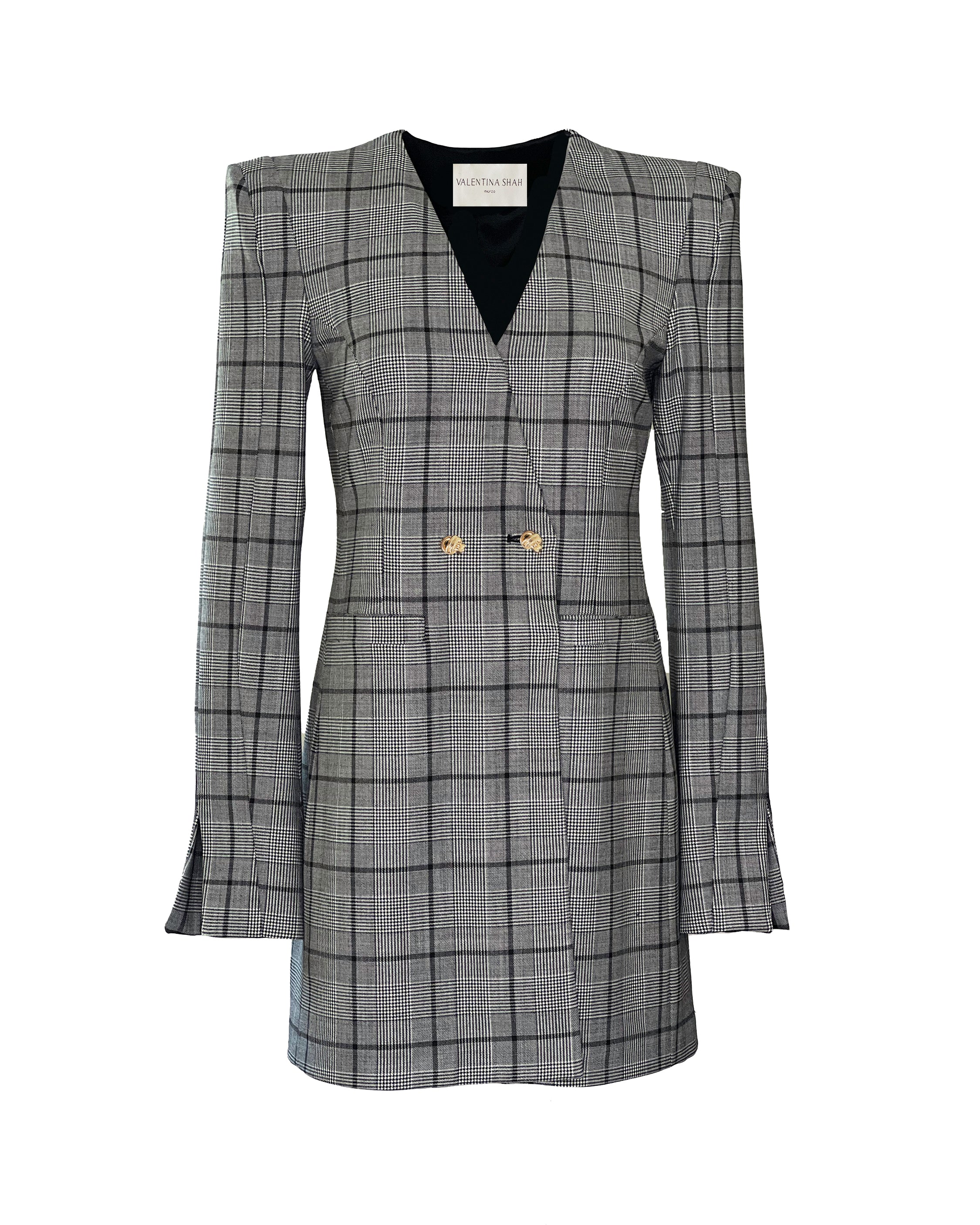 DIXIE BLAZER DRESS- WOOL PLAID