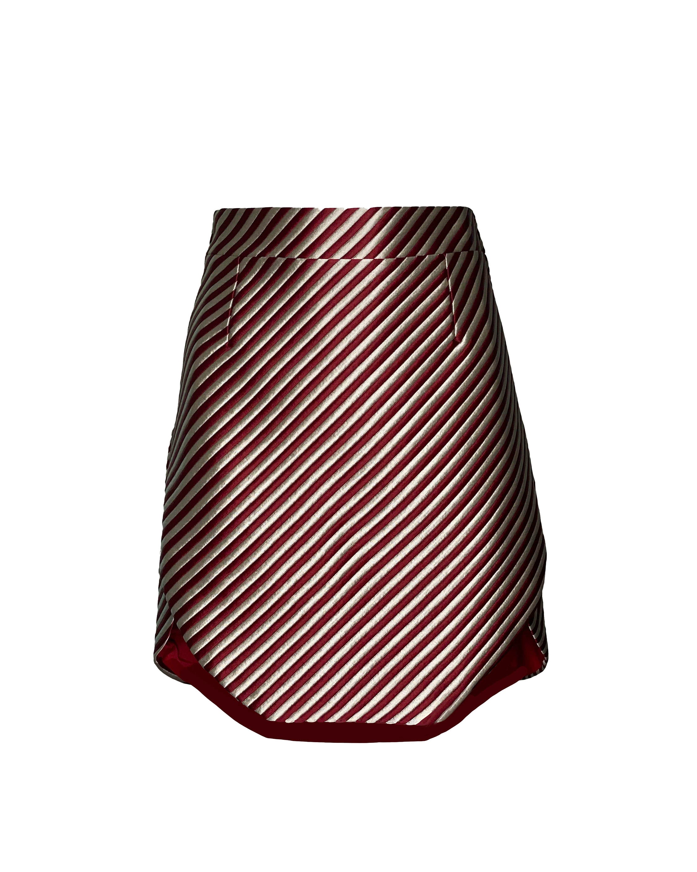 SIENNA SKIRT- RED STRIPES JAQUARD