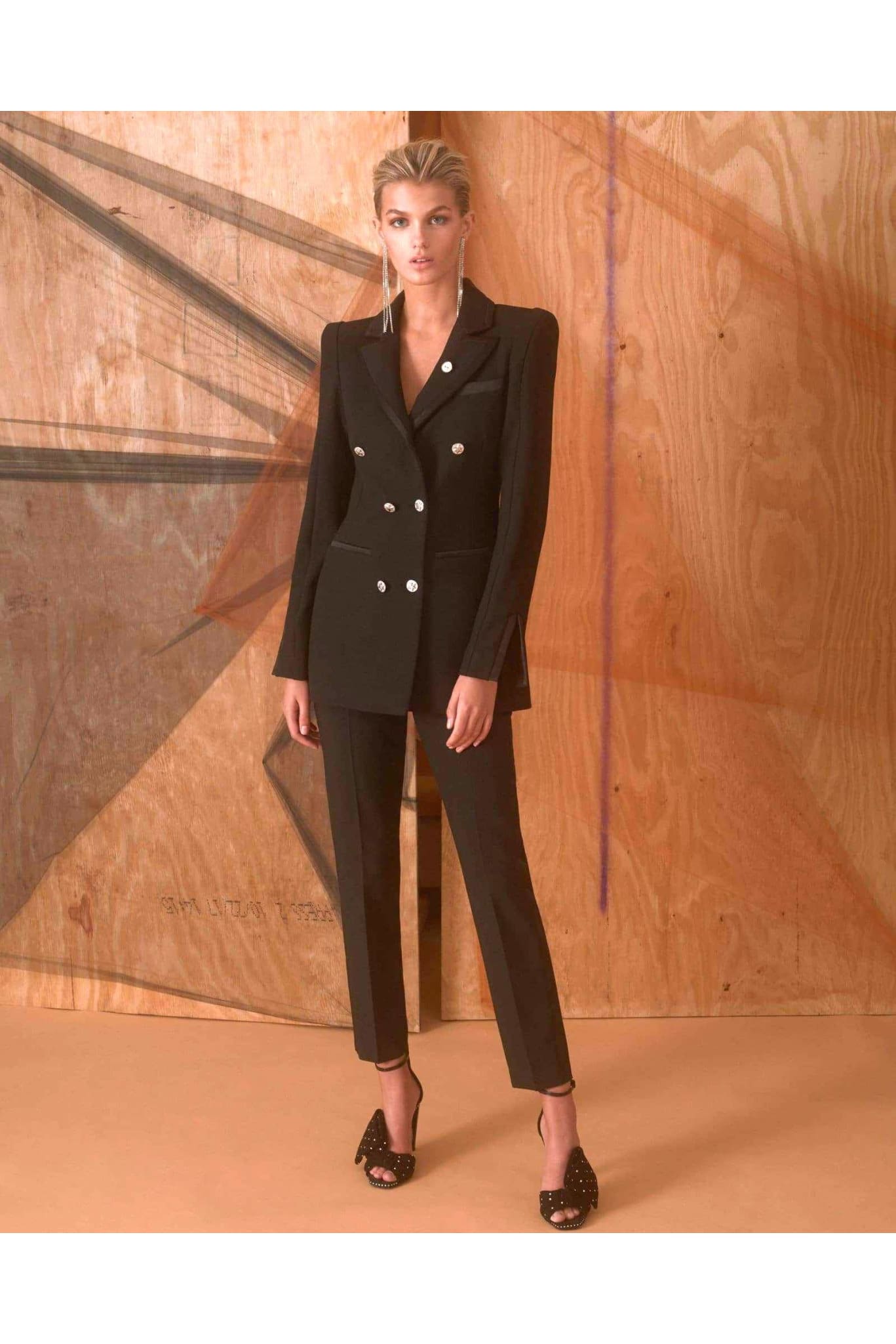 Black Satin Trims Jessica Blazer - Blazer