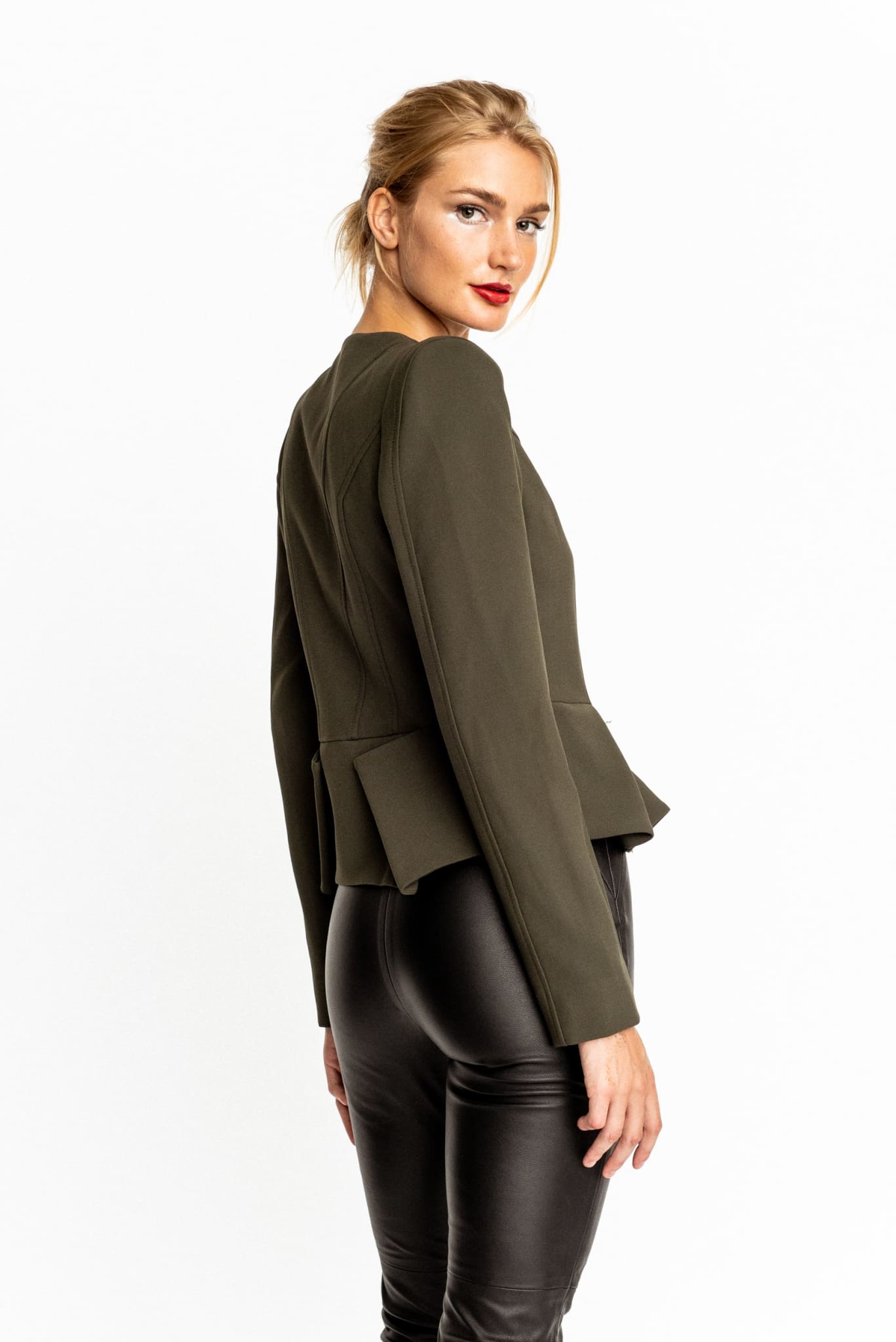 Military Green Peplum Olivia Blazer - Blazer