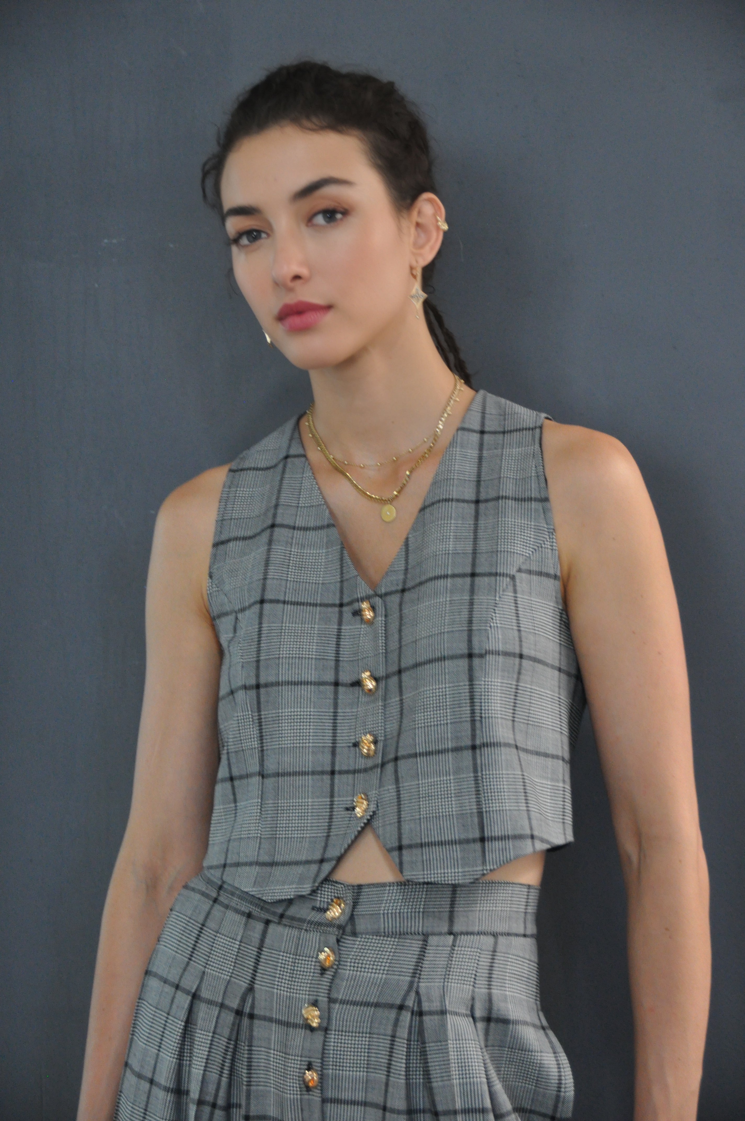 VERONICA VEST- WOOL PLAID