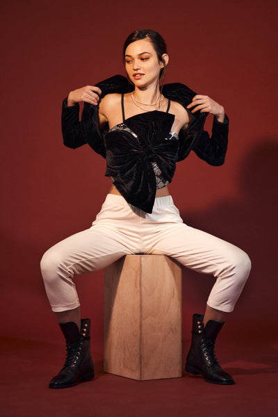 LAURA PANTS- CREAM CRYSTALS