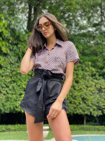 Zaila Shirt Retro Print