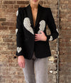 LAUREN BLAZER- BLACK/ Heart Crystal