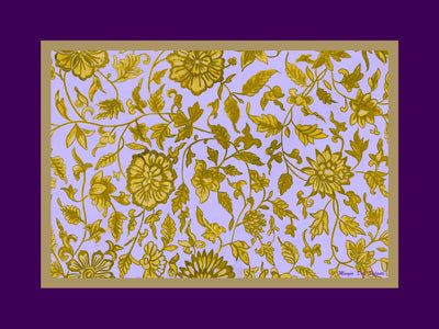 Vintage Oriental Eggplant Flowers placemat, Set of 6