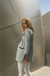 Black Satin Trims Jessica Denim Blazer - Blazer